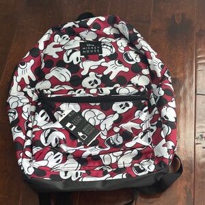 Disney Mickey Mouse Patterned Backpack in Red and Black